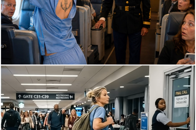 They Laughed at a Nurse in First Class — Until a Marine Commander Saw Her Tattoo and Froze