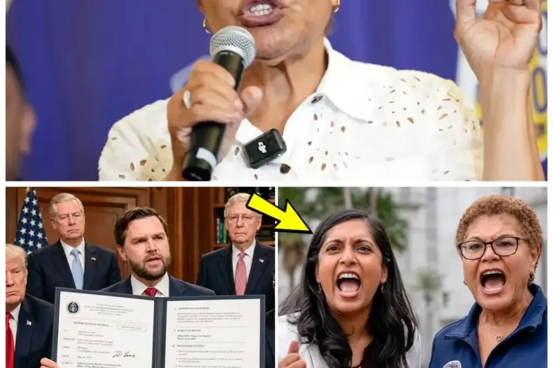 “Vance’s Strategic Triumph: ‘One Genius Move and Bass is Finished!'” In a political showdown that has left jaws on the floor, JD Vance has executed a strategic triumph that could very well mark the end of Karen Bass’s career; with a single, genius move, he exposed her weaknesses and turned the tide of the debate, leading many to declare, “One genius move and Bass is finished!”—this pivotal moment has reshaped the narrative of the race for LA Mayor and has positioned Vance as a serious contender in the political arena. The full story is in the comments below.